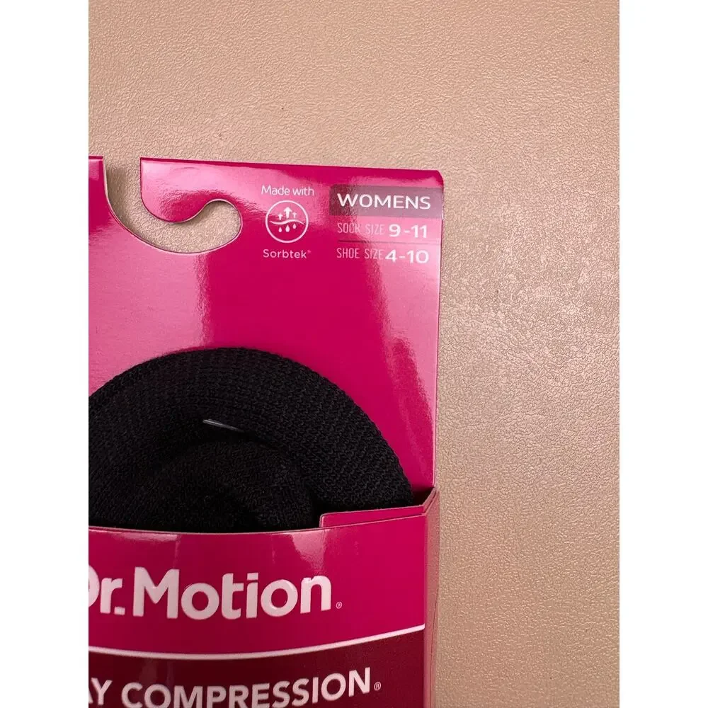 Dr. Motion Women’s Everyday Compression Quarter Socks 2 Pair Black 9-11 NIP